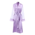 thumbnail image 3 of Long Satin Silk Kimono Robes Womens Classic Feather Long Sleeve Bathrobe Soft Cozy Ladies Soft Lingerie Bride Gown Robe, 3 of 3