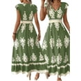 thumbnail image 3 of Summer Dresses for Women 2025 Casual Ruffle Sleeves Dress Sundresses Boho Beach Dresses Light Green M, 3 of 6
