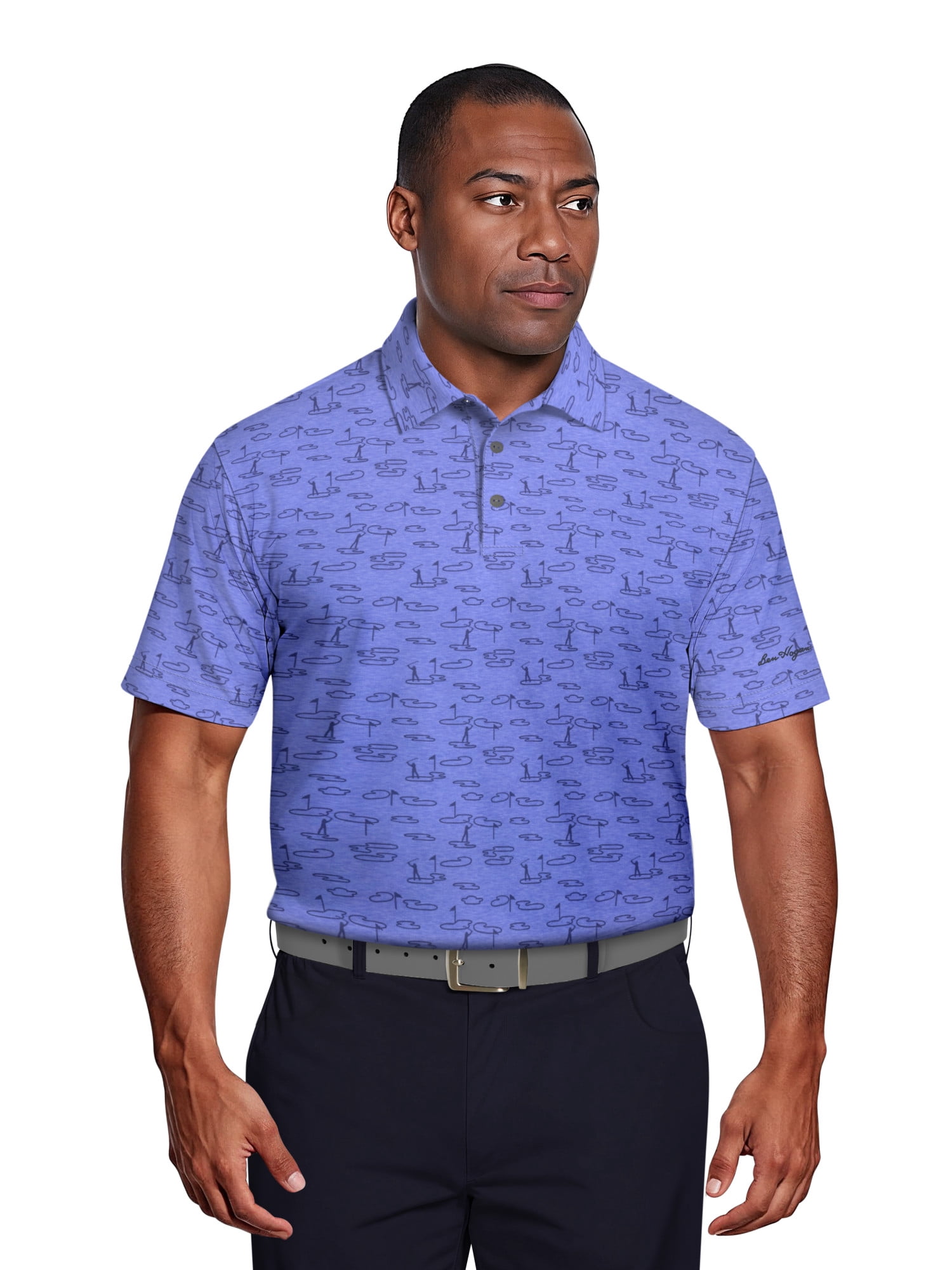 Ben Hogan Men's & Big Men's Performance Golf Landscape Short Sleeve Polo Shirt, up to 5XL