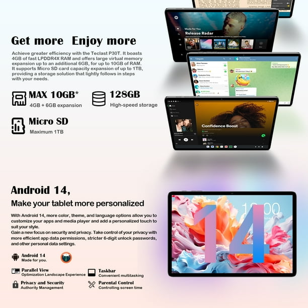 TECLAST - Android 14 タブレット Free Shipping! Teclast Android 14 Tablet 10.1 inch WiFi 5G