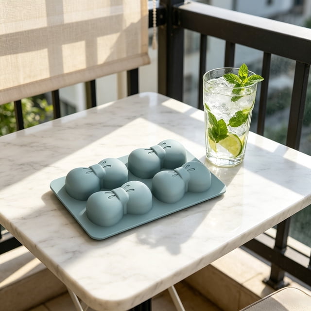 Tong Elegant Bow Tie Silicone Tray With Lid For Cocktail And Beverage Ice