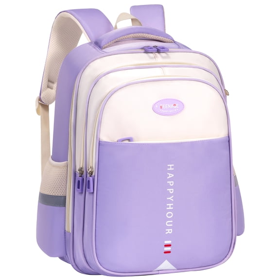 Lvelia School Bag Backpacks for Girls,Lightweight School Bag for Kids Teens,Waterproof Student Shoulder Bookbag for Elementary Middle School,Purple