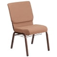 thumbnail image 2 of (10 PACK) 18.5'' Wide Caramel Fabric Church Chair with Book Rack and Copper Vein Frame - Multipurpose Stackable Office Side Chair, 2 of 7