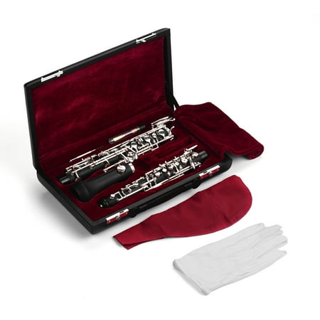 Professional Oboe C Key Semi-automatic Style Silver-plated Keys Woodwind Instrument with Reed Gloves Leather Case Carry Bag Cleaning Cloth Mini Screwdriver