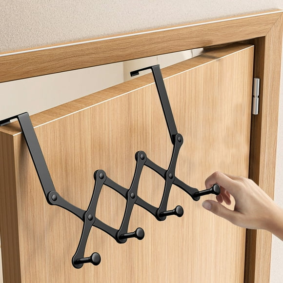 Ganchos retráctiles para puerta, sin agujeros, con estructura metálica para guardar ropa, ganchos ajustables de alta resistencia, organizador de dormitorio que ahorra espacio, diseño de 2