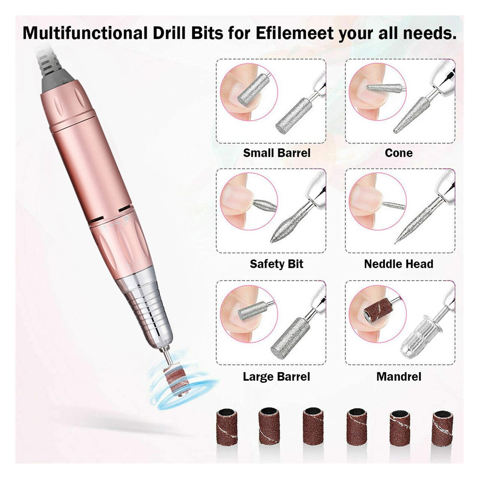 Cordless Electric Nail Drill Machine 35000RPM Professional Nail Drills For Acrylic Nails USB Rechargeable Portable Efile ,Quality Torque