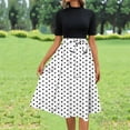 thumbnail image 2 of SMihono Womens Summer Dresses 2025 Casual Short Sleeve Sundress Beach Vacation Polka Dot Print Splicing Short Dresses White L, 2 of 6