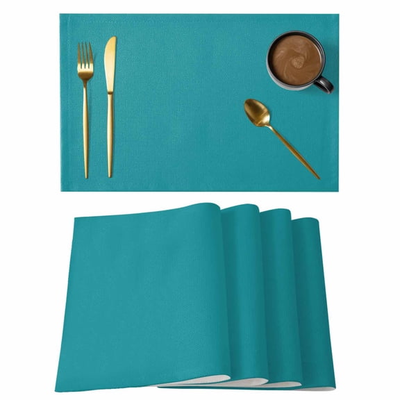 Teal Placemats Set of 12, Solid Color Non-Slip Place Mats Washable Table Mats for Kitchen Dining Table Decorations Indoor/Outdoor
