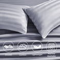 thumbnail image 6 of Jessy Home 4-Piece Satin Stripe Sheet Set, Silky Soft 100% Polyester Bedding, 14-Inch Deep Pocket, Twin, Purple Gray, 6 of 9