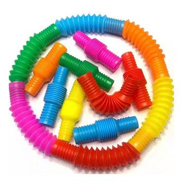 BESTSKY 6Pcs Kids Toys Colorful Design Stretch Glow Tube Toy Stretch and Retract Function Light-Up Corrugated Pipe