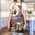 thumbnail image 4 of Spooky Halloween Night Witch Bloodhound Glowing Pumpkins Apron Dog Lover for Cooking Grilling Baking Painting Gardening - 12015, 4 of 5