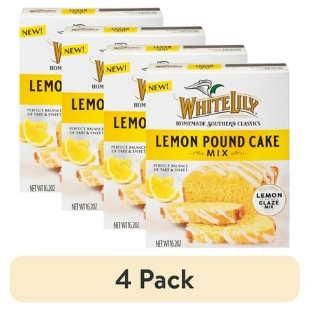 (4 pack) White Lily Lemon Pound Cake Mix, 16.2 OZ Box