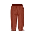 thumbnail image 6 of HAPIMO Workwear Capri Pants with Pcoket for Women Retro Solid Color High Rise Trousers Trendy Clothes Leisure Relaxed Wine XL, 6 of 6