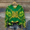 thumbnail image 4 of Craaazy Women's Comfy Clover Graphic St Patrick's Day Long Sleeve Tops, 4 of 7