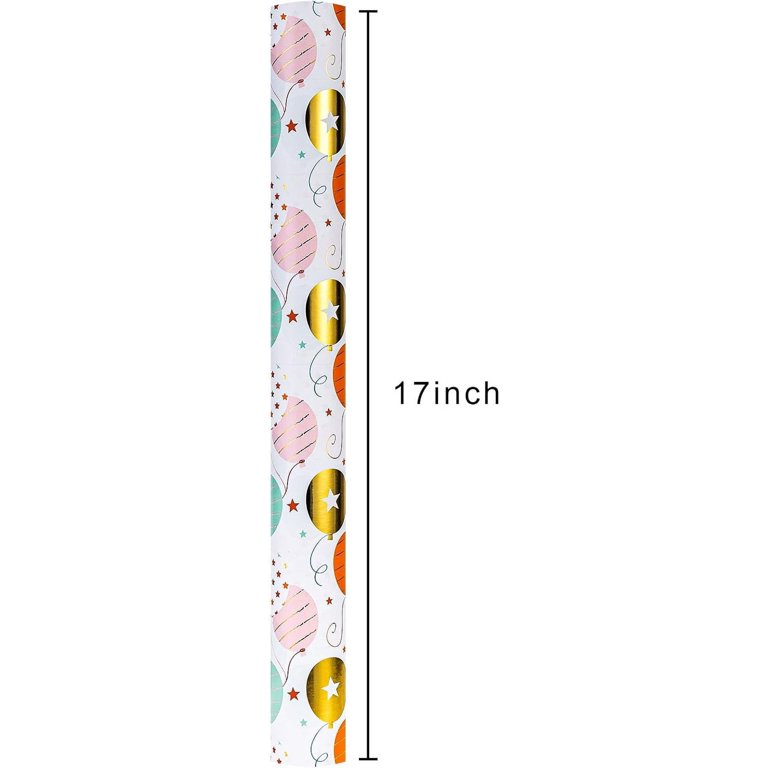 HOMERAL Metallic Gold Balloon Birthday Wrapping Paper, 17"x32.8' photo 4