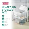 thumbnail image 3 of Sterilite 48 Qt Plastic Storage Bin w/Hinged Lid & Handles, Clear (6 Pack), 3 of 12