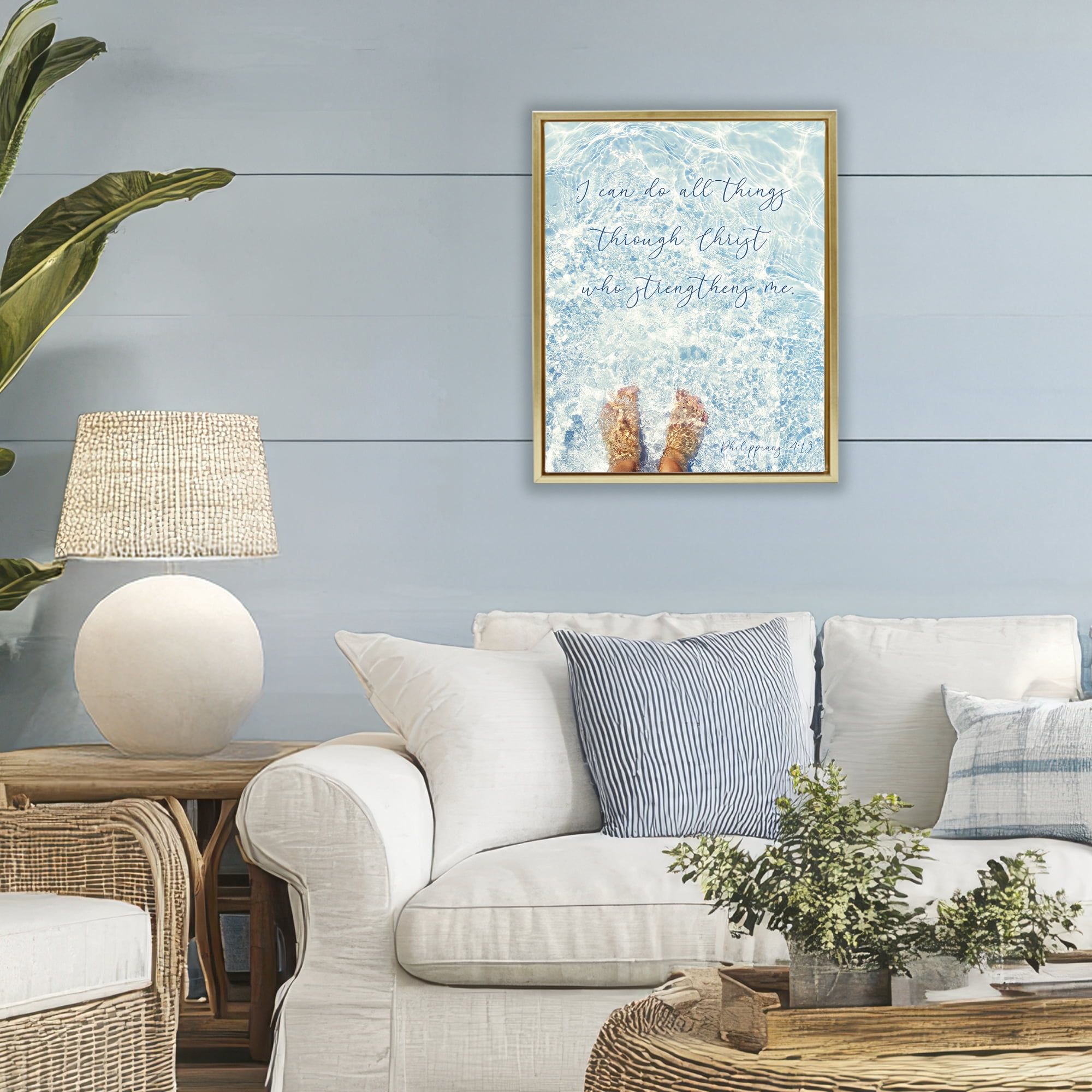 Stupell Industries I Can Do All Things Gold Framed Floater Canvas Wall Art, design by Sarah Jane