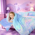 thumbnail image 4 of meiyoeat Blue Swirl Background 7-Piece Twin Bedding,Iridescent Abstract Print Bedding Comforter Set For Girl,Reversible, 4 of 7