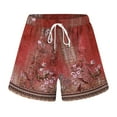 thumbnail image 4 of vigerkar Shorts for Women Vintage Graphic Shorts for Ladies Drawstring Elastic Waist Shorts Gym Workout Shorts Summer Casual Red, S, 4 of 4