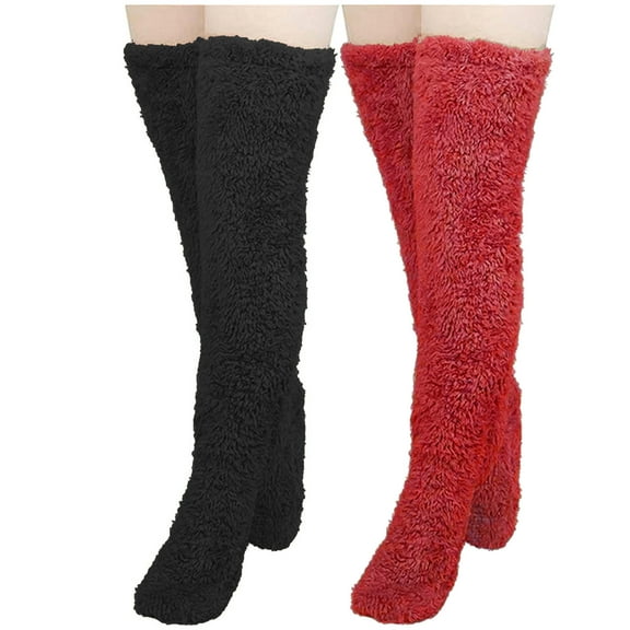 Womens High Fuzzy Socks Over Knee Winter Leg Socks Fleece Over The Knee Boot Stockings Long Warm Leg Warmers