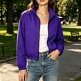 thumbnail image 2 of Admvng Women's Stand Collar Full Zip Cropped Windbreaker Jacket Pocket Lightweight Casual Outerwear, 2 of 9