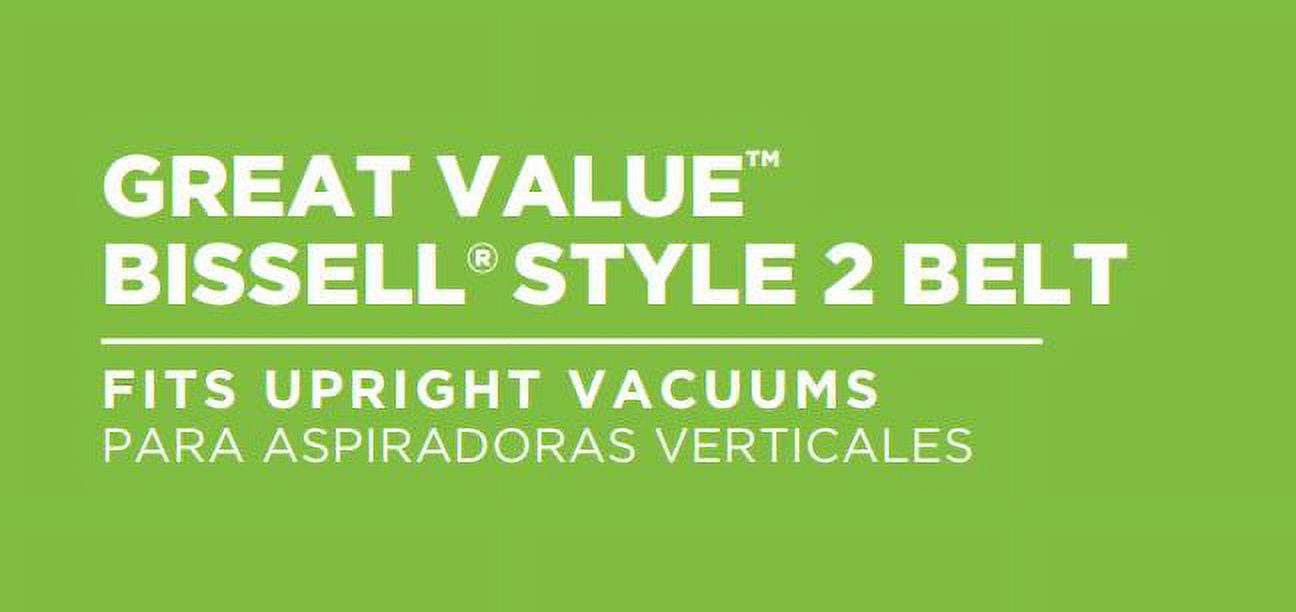 Great Value Replacement Vacuum Belts Compatible with Bissell Style 2, Durable Material, 2 Count