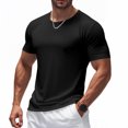 thumbnail image 4 of Homenesgenics Mens Shirts Men Tops T Shirts for Man Men's Solid Color Short Sleeved Outdoor Running Sports Breathable Short Sleeve Black L, 4 of 9
