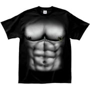 Muscle Man with Real Nipple Ring Black T-Shirt