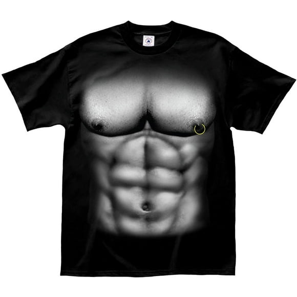 Muscle Homme avec un Vrai Anneau de Mamelon Noir T-Shirt