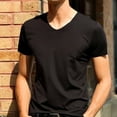 thumbnail image 1 of Japan Short Sleeve Men\'S Ice Silk Trackless T-Shirt V-Neck Slim Short Sleeve, 1 of 7