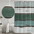 thumbnail image 4 of Polyester Fabric Green Gray White Shower Curtain, Country Vintage Gradient Wooden Plank Waterproof Bathtub Curtain Bathroom Decor Set with Hooks 72 x 96 Inches, 4 of 6