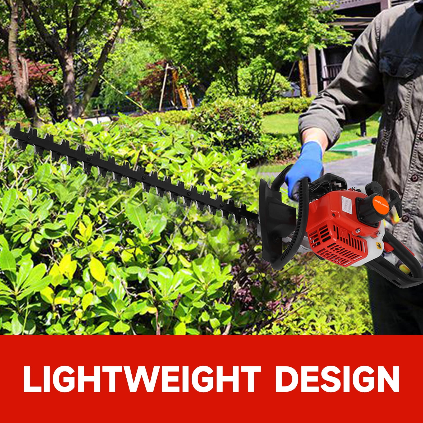Hedge Trimmer, 1 Set 24 Inch Fuel-efficient Low Voice High-powered Hedge Trimmer Double Side Blade 26cc Gas Bush Cutter