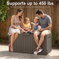 thumbnail image 4 of 80Gal Outdoor Deck Box Container, Patio Storage Bench with Lockable Lid and Side Handles for Patio Outdoor Furniture, Brown, 4 of 8