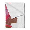 thumbnail image 2 of African Soft Flannel Fleece Throw Blanket, Zulu Woman Bandage Dress Necklace Female Illustration, Cozy Plush for Indoor and Outdoor Use, 50" x 70", Dark Coral Chocolate, by Ambesonne, 2 of 5