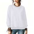 thumbnail image 2 of ClodeEU Women's Crew Neck Long Sleeve Sweatshirt,Casual Loose Fit Pullover Top White,Women's Plus XXL, 2 of 9