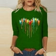 thumbnail image 2 of PEZHADA Blouses pour Femmes Manches 3/4 Mode Féminine Manches Trois-Quarts Col Rond Rétro Imprimé Hauts Amples Blouse Manches Trois-Quarts, 2 of 9