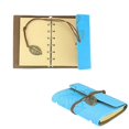 thumbnail image 2 of Vintage Style Leaf Leaves Pattern PU Cover Loose-leaf String Bound Blank Notebook Notepad Travel Journal Diary Jotter - Size S (Sky-blue), 2 of 2