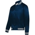 thumbnail image 1 of Satin Baseball Jacket/Striped Trim 3Xl Navy/White, 1 of 3