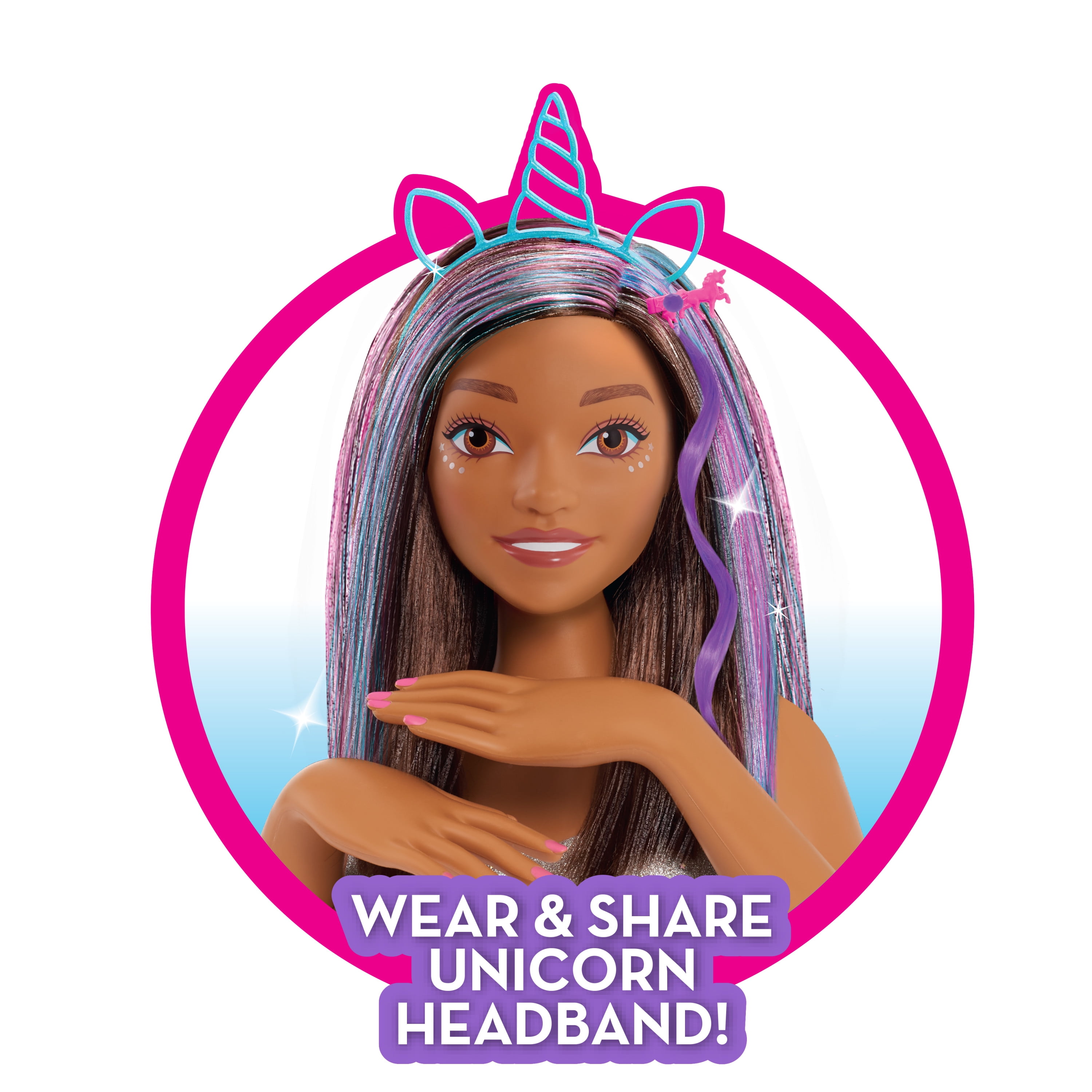 Just Play Barbie Deluxe 20-Piece Glitter and Go Styling Head â 