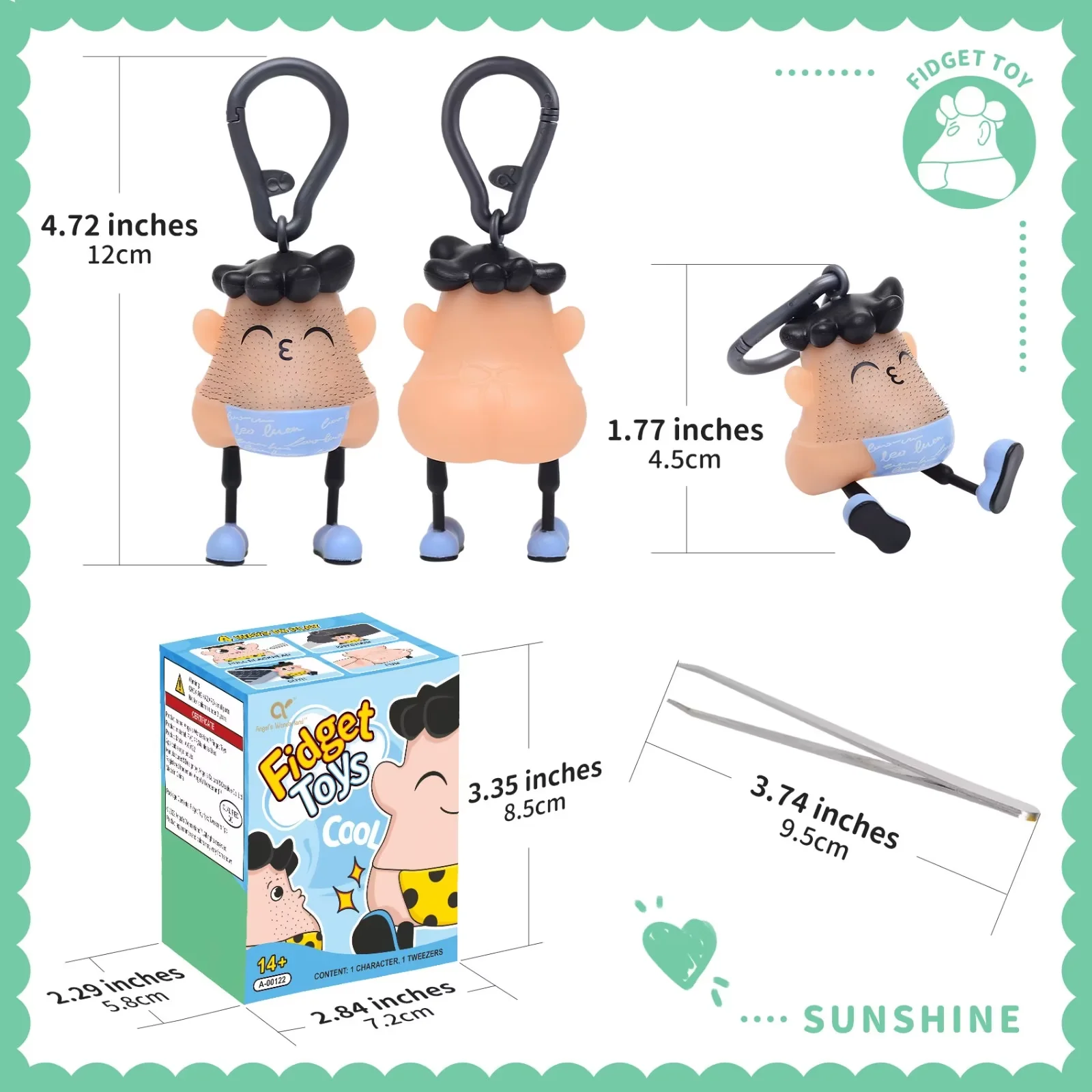 Pimple Popping Fidget Toy - Kopf-Form Mit Pickel Zum Ausdrücken, Inkl. Pinzette, Stressabbau Spielzeug