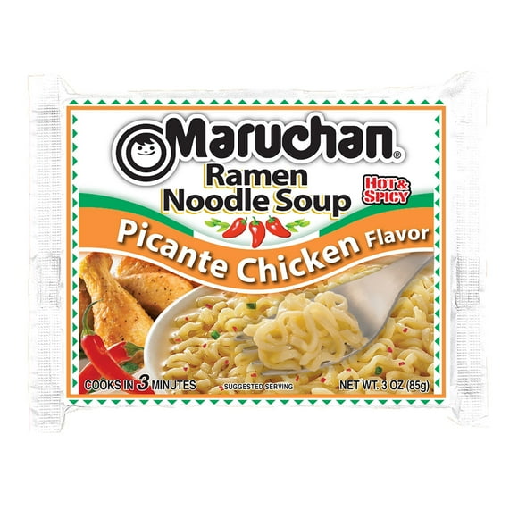 Maruchan Ramen Noodle Soup Picante Chicken Flavor, 3 oz Shelf Stable Package