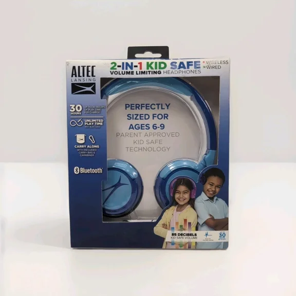 YANI- Altec Lansing Kid Safe 2-In-1 Bluetooth Wireless Headphones - Hero Blue