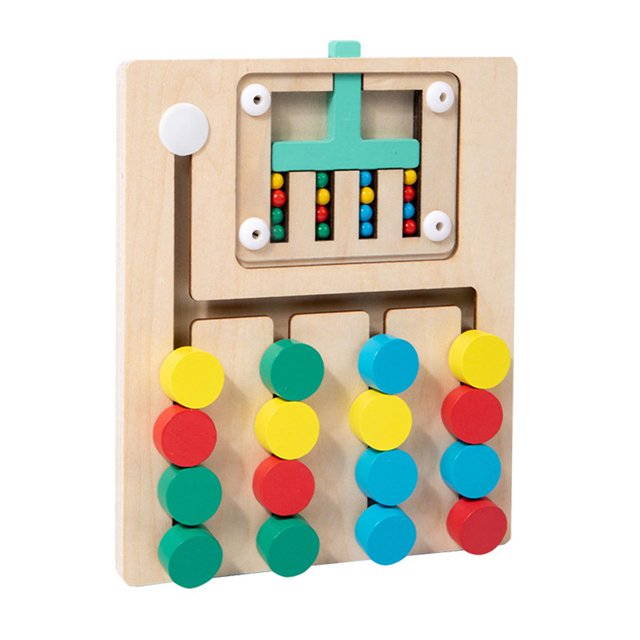 HILABEE Montessori Wooden Color Matching Puzzles Board Brain Teasers Game for Ages 3+ 4 Colors