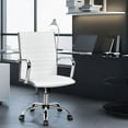 thumbnail image 3 of White Faux Leather High Back Modern Classic Office Chair with Armrests, 3 of 5