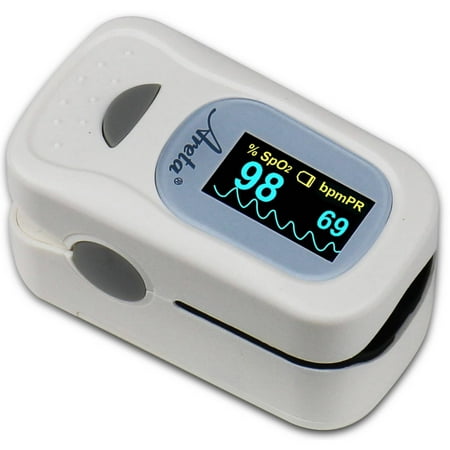 Easy@Home Areta Fingertip Pulse Oximeter with Luxury Dual-color OLED Display in 4 Directions and 8 Modes and Built-In Alarm Setup, Free Carry Case and Neck/Wrist (Best Pulse Oximeter Brand)