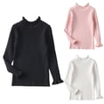 thumbnail image 2 of Kids Baby Girls Basic Solid Color Turtleneck T-Shirt Tops Long Sleeve Clothes, 2 of 11