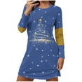 thumbnail image 2 of FDGIU Women's Christmas Sleep Dress, Long Sleeve Comfy Soft Nightie, Round Neck Tshirt Dress Casual House Dress, 2 of 6