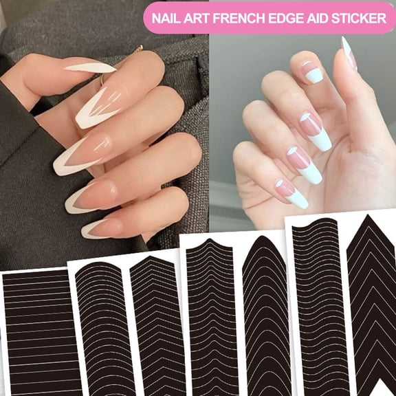 SmartBy 1860Pcs/Set French Tip Nail Stickers Self-adhesive Manicure Strips Auxiliary Stickers for French Nails