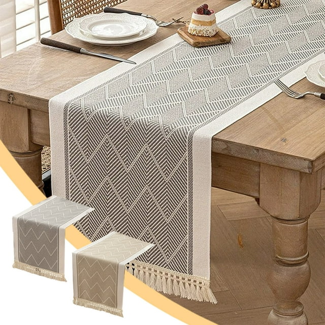 Polyester Cotton Linen Table Runner Coffee Brown Tablecloth Scandinavian Minimalist Style Long Cloth Sideboard Cover Napkin Decoration Table Flag(1-Piece) Rkxzt