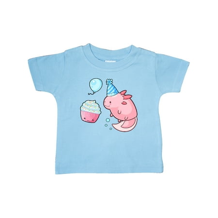 

Inktastic Cute Axolotl Birthday with Cupcake Gift Baby Boy or Baby Girl T-Shirt